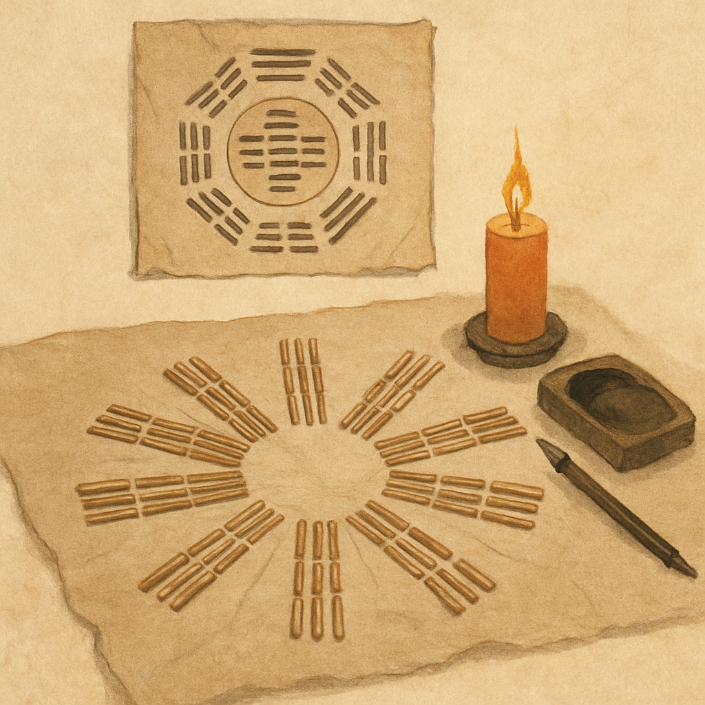 A step-by-step illustration of how the eight trigrams combine to form the 64 hexagrams